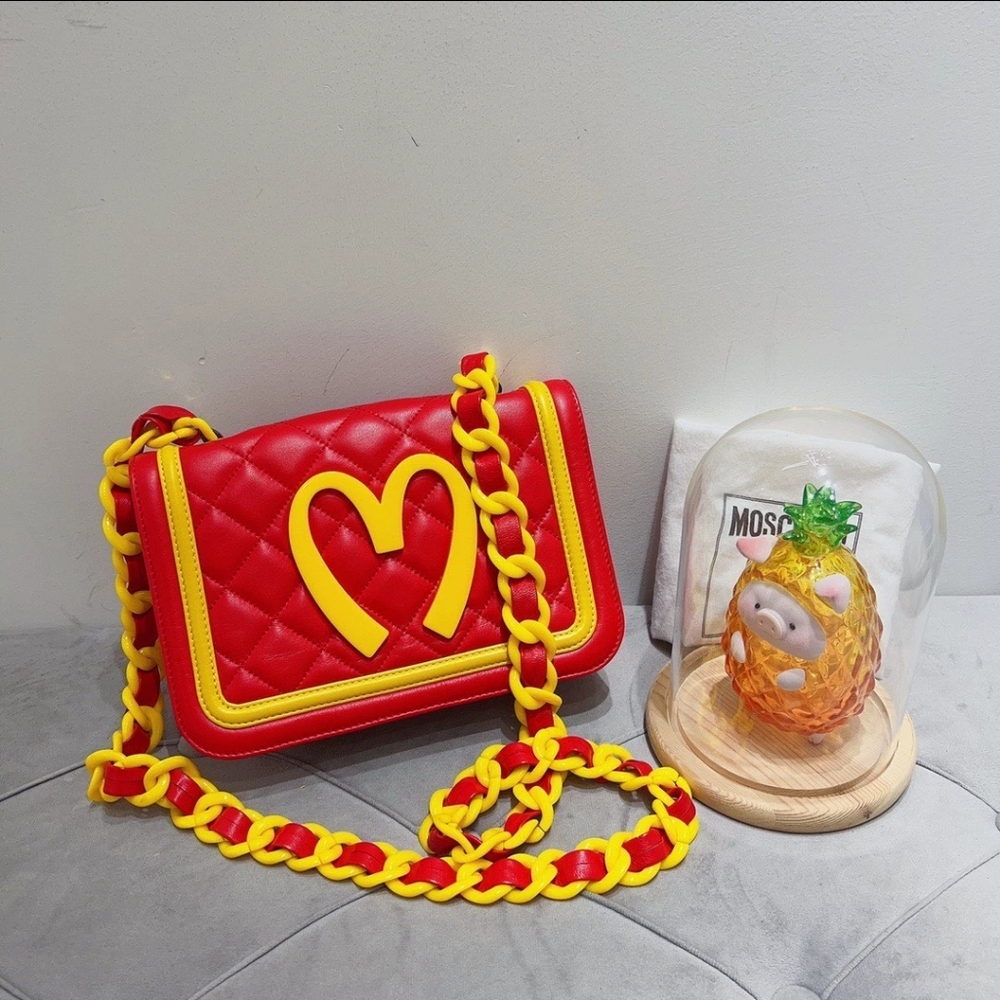 - Authentic Moschino Jeremy Scott Mcdonald’s Quilted Leather Crossbody Bag